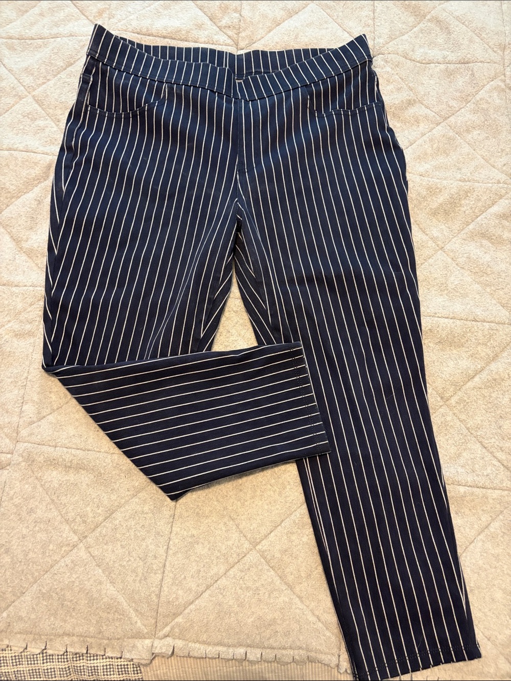 Time and Tru Navy Pinstriped Womens Trousers